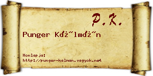 Punger Kálmán névjegykártya